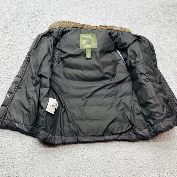 Eddie Bauer Goose Down Quilted Puffer Vest Womens M Faux Fur Collar GorpCore - Picture 5 of 13